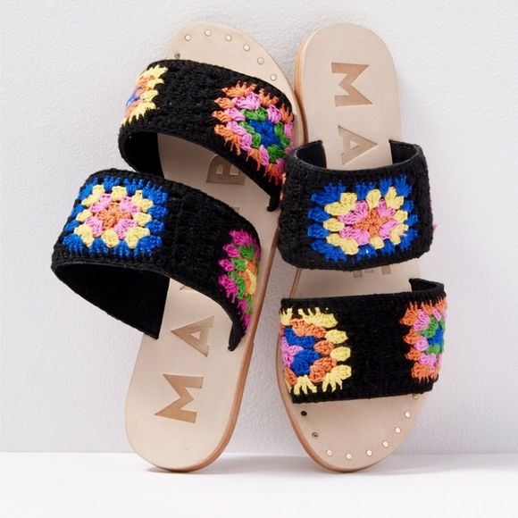 manebi Shoes - Manebi Evereve Crochet Double Strap Multicolor Sandals